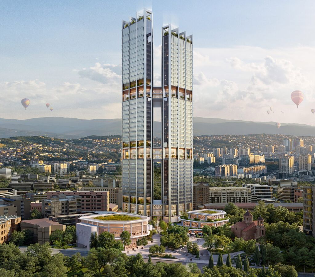 Foster + Partners une Yerevan com pontes verdes entre arranha-céus