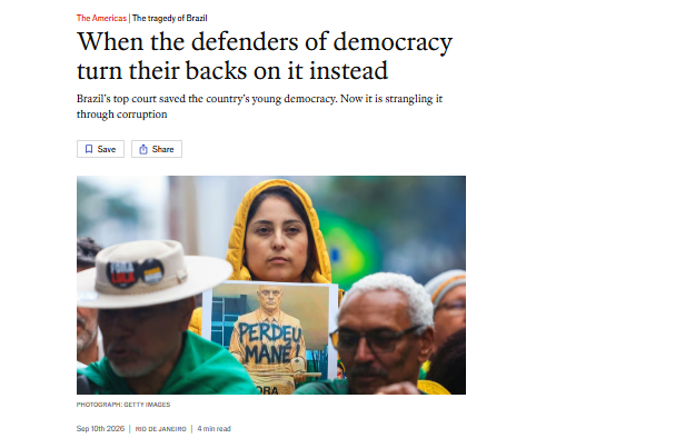 A tragédia brasileira, segundo The Economist: o STF se corrói por dentro