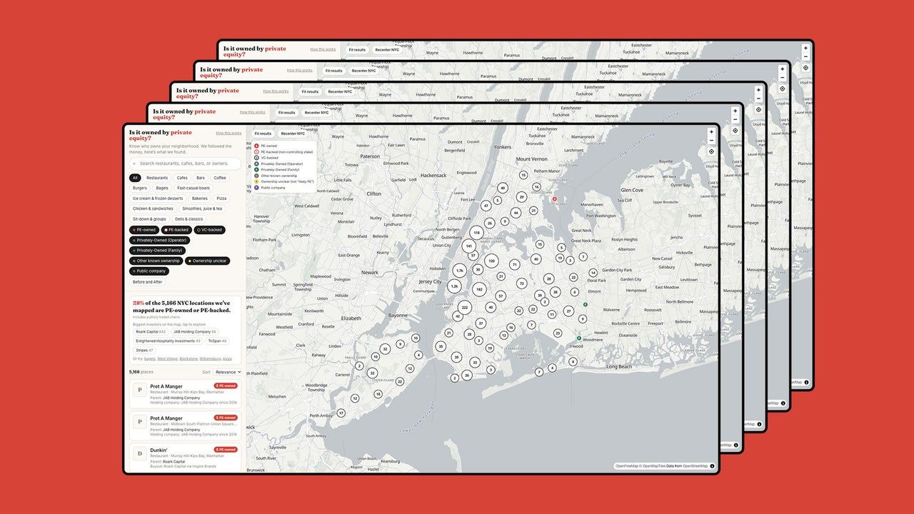 Restaurantes de Nova York sob lupa: um mapa revela quais são controlados por private equity