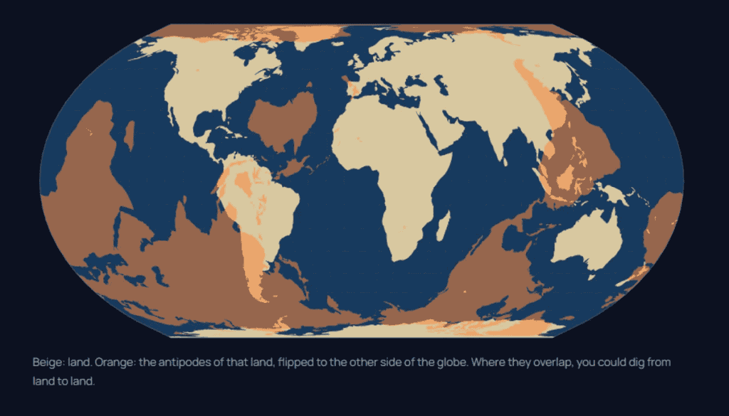 Cavar túnel para o outro lado da Terra? Mapa interativo revela seu destino