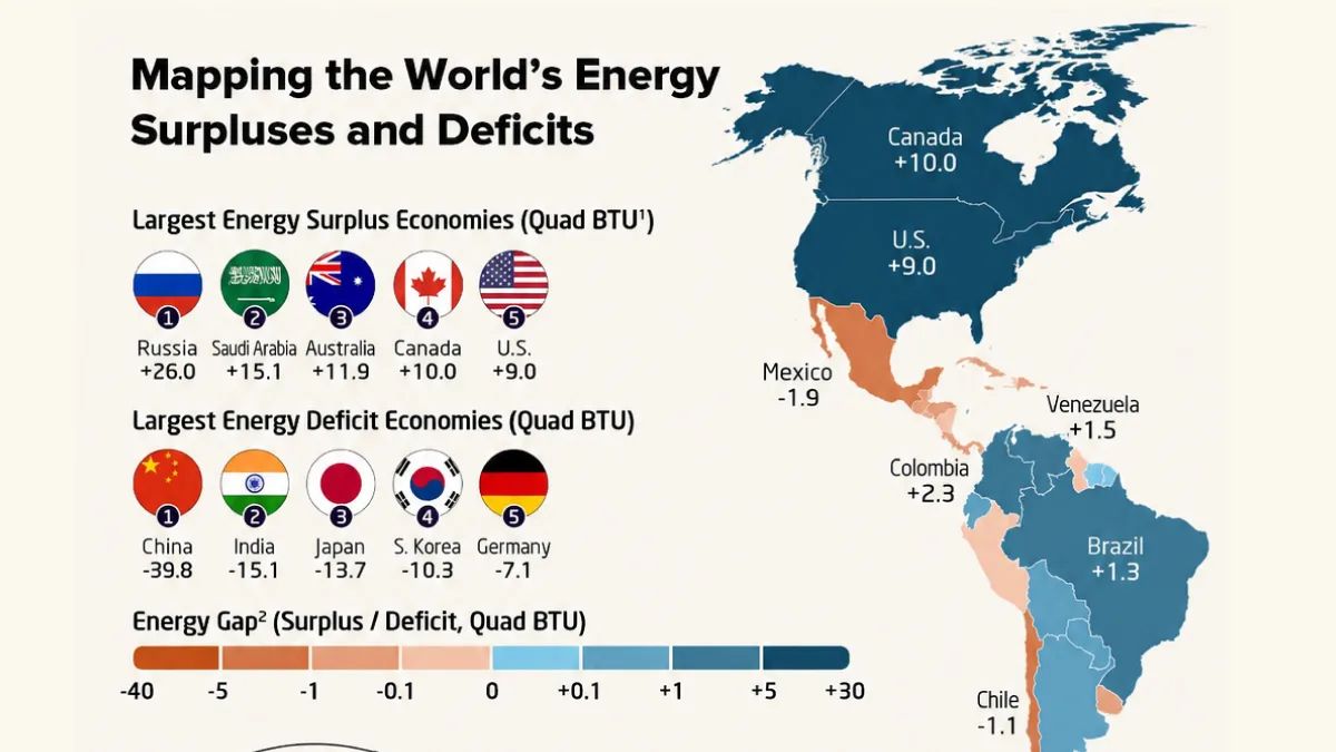 Rússia lidera superávit energético global — China enfrenta o maior déficit