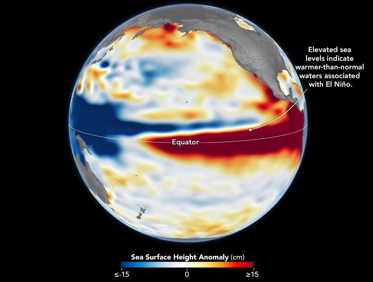 El Niño 2026: Satélites da NASA comparam evento com recordes passados