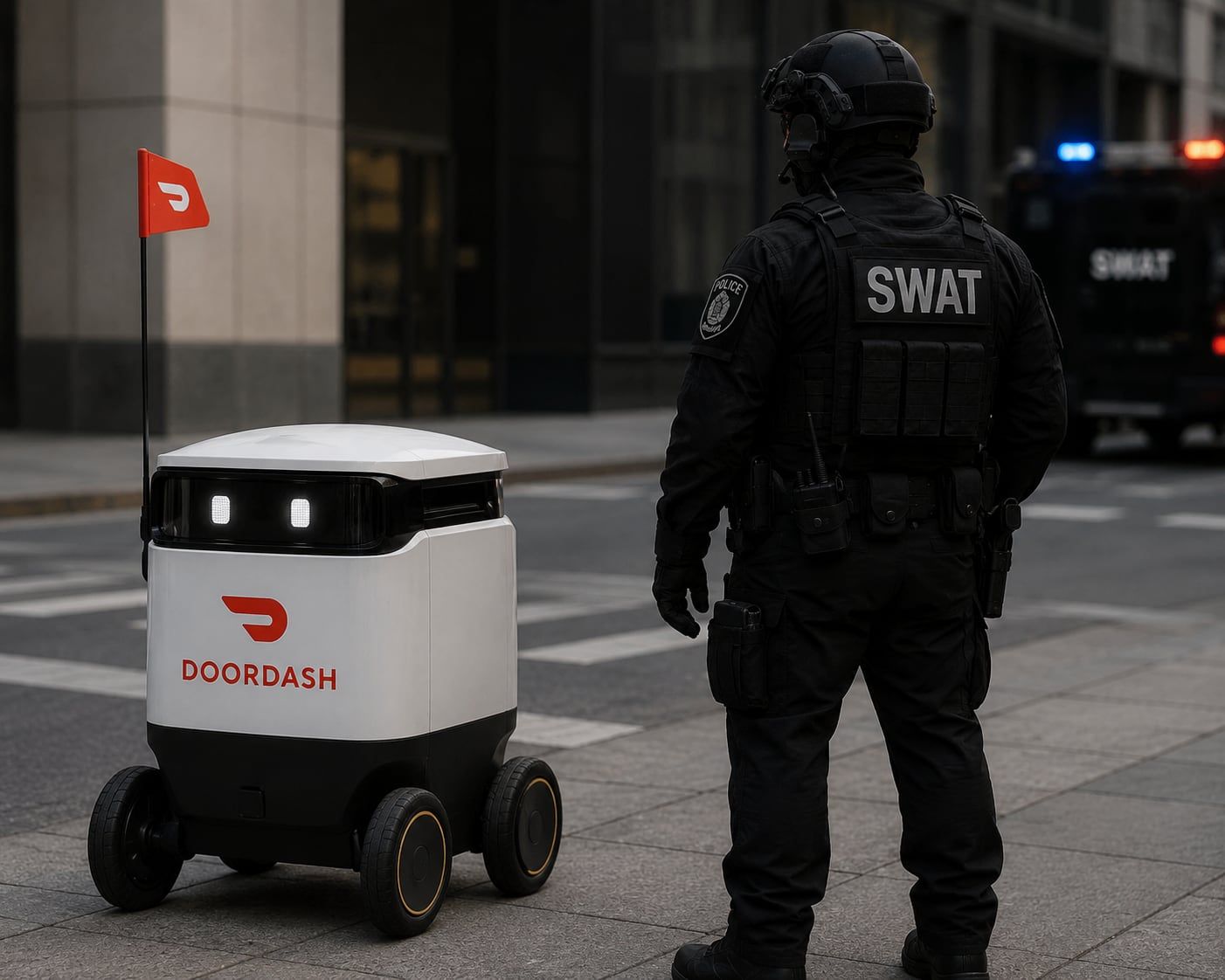Robô de entrega da DoorDash ignora cerco policial e trava operação da SWAT no Arizona