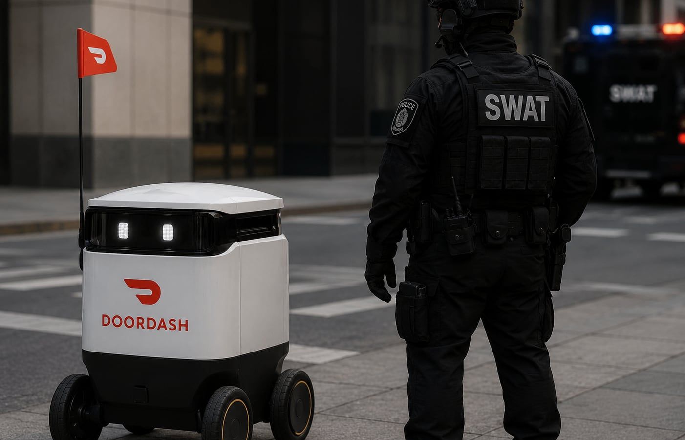 Robô de entrega da DoorDash ignora cerco policial e trava operação da SWAT no Arizona