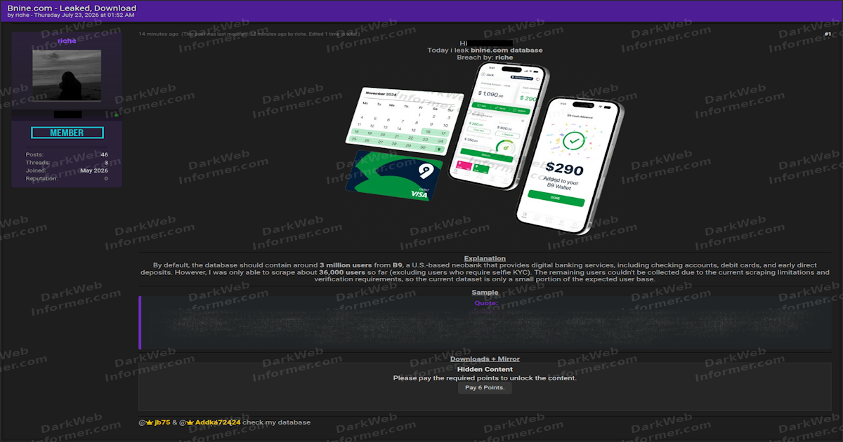 O neobank B9 na mira: 36 mil clientes expostos por 'raspagem' de dados