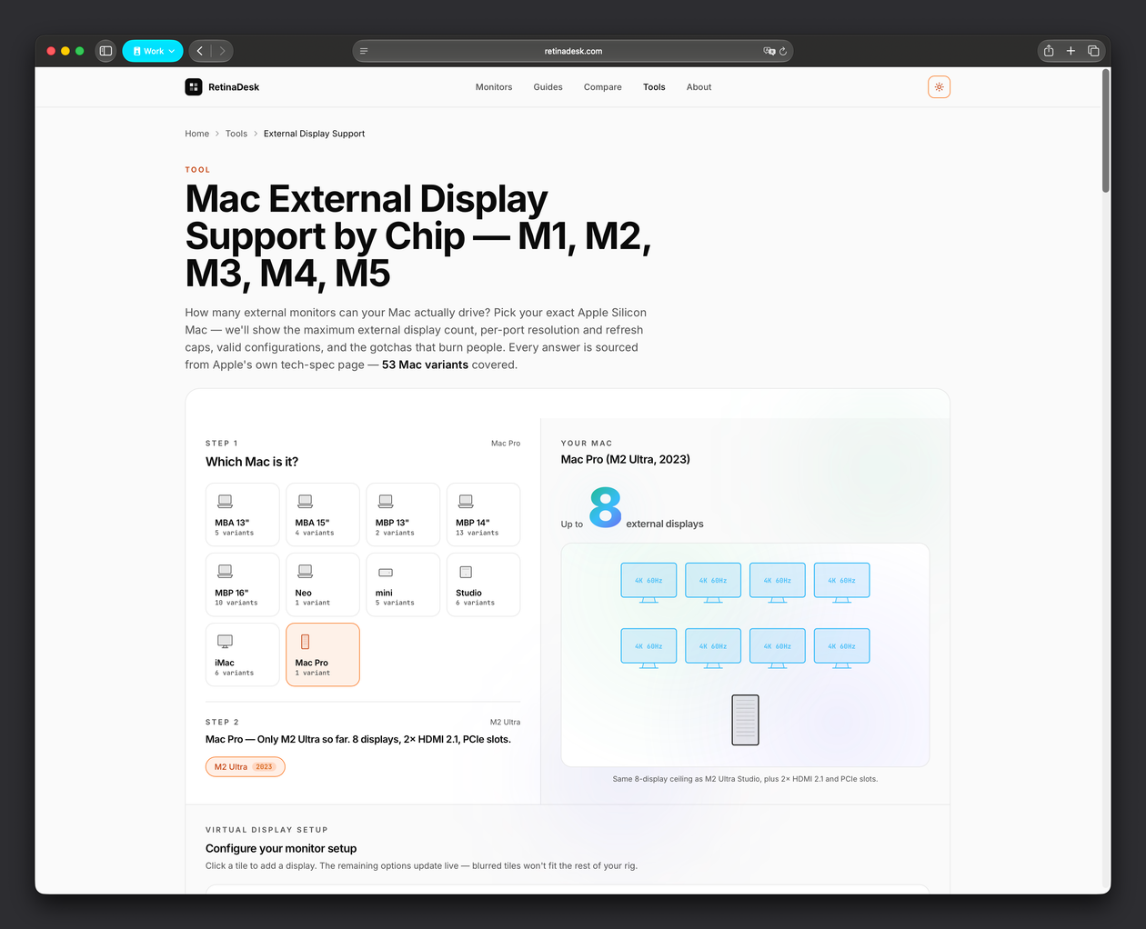 O labirinto de monitores da Apple: um site para não se perder