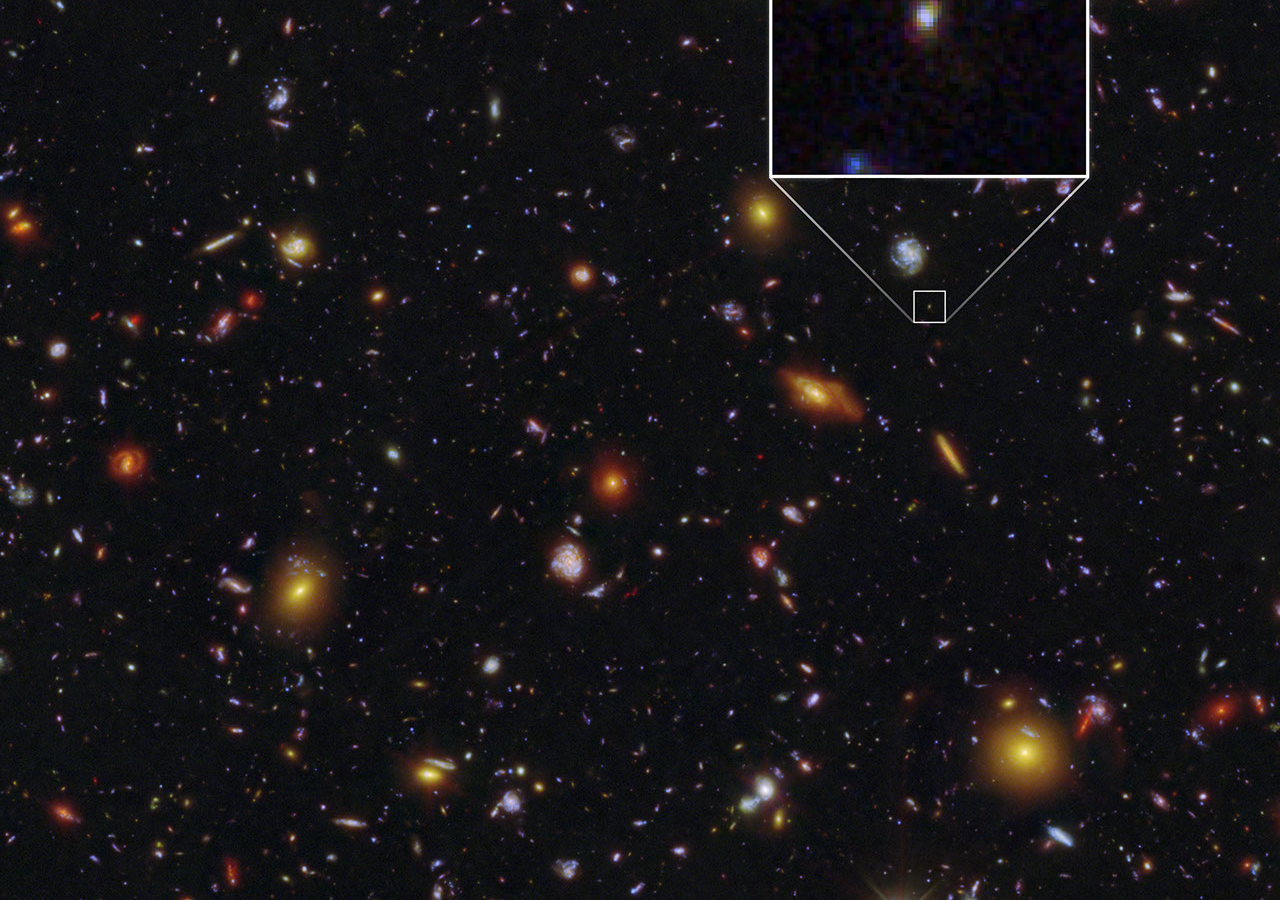 Hubble detecta luz ultravioleta de galáxia primitiva — um marco na Era da Reionização