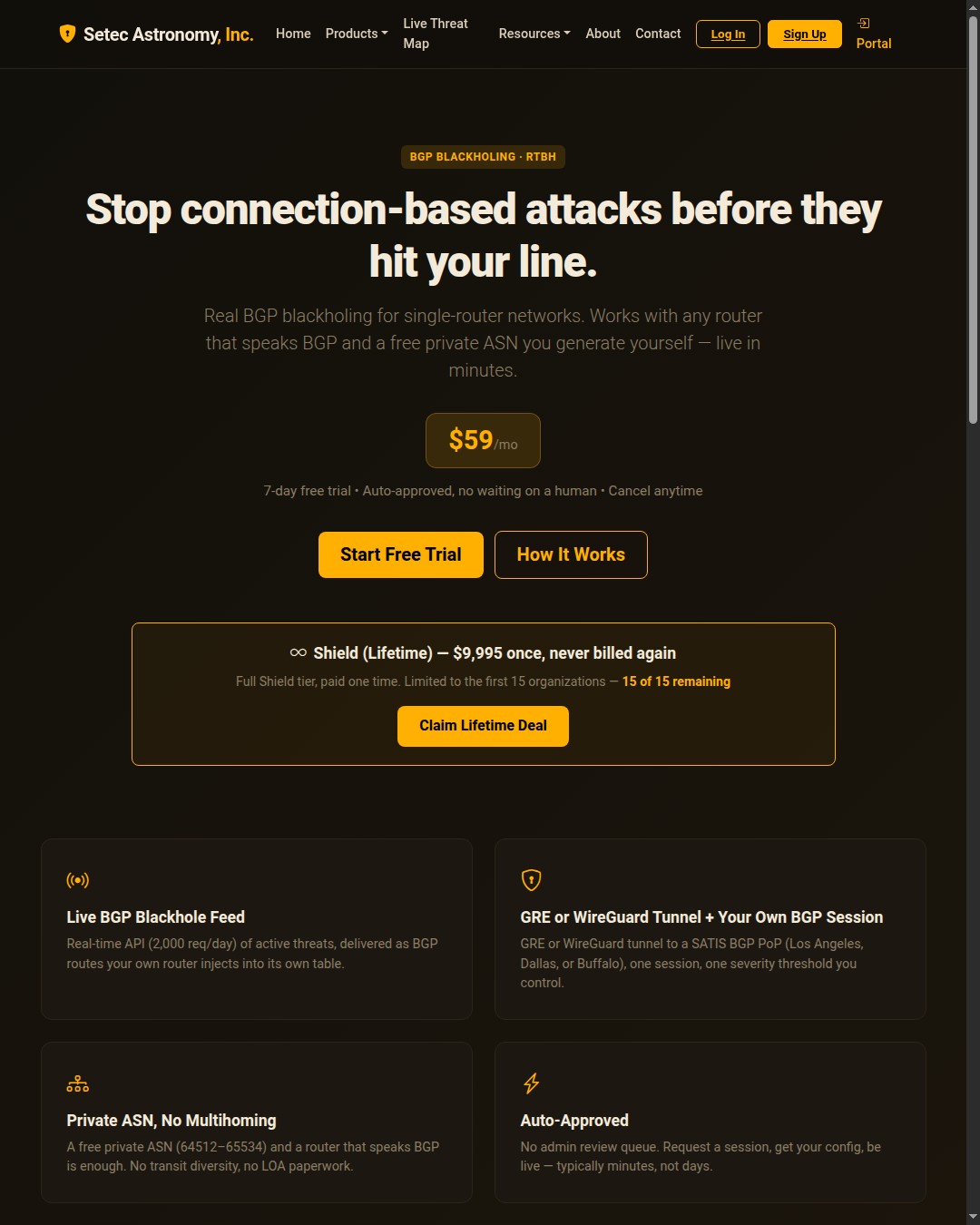 Criador de rede BGP oferece blackhole contra ataques de força bruta por US$ 59