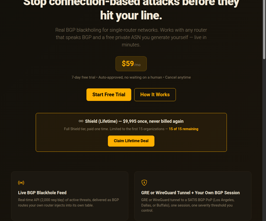 Criador de rede BGP oferece blackhole contra ataques de força bruta por US$ 59